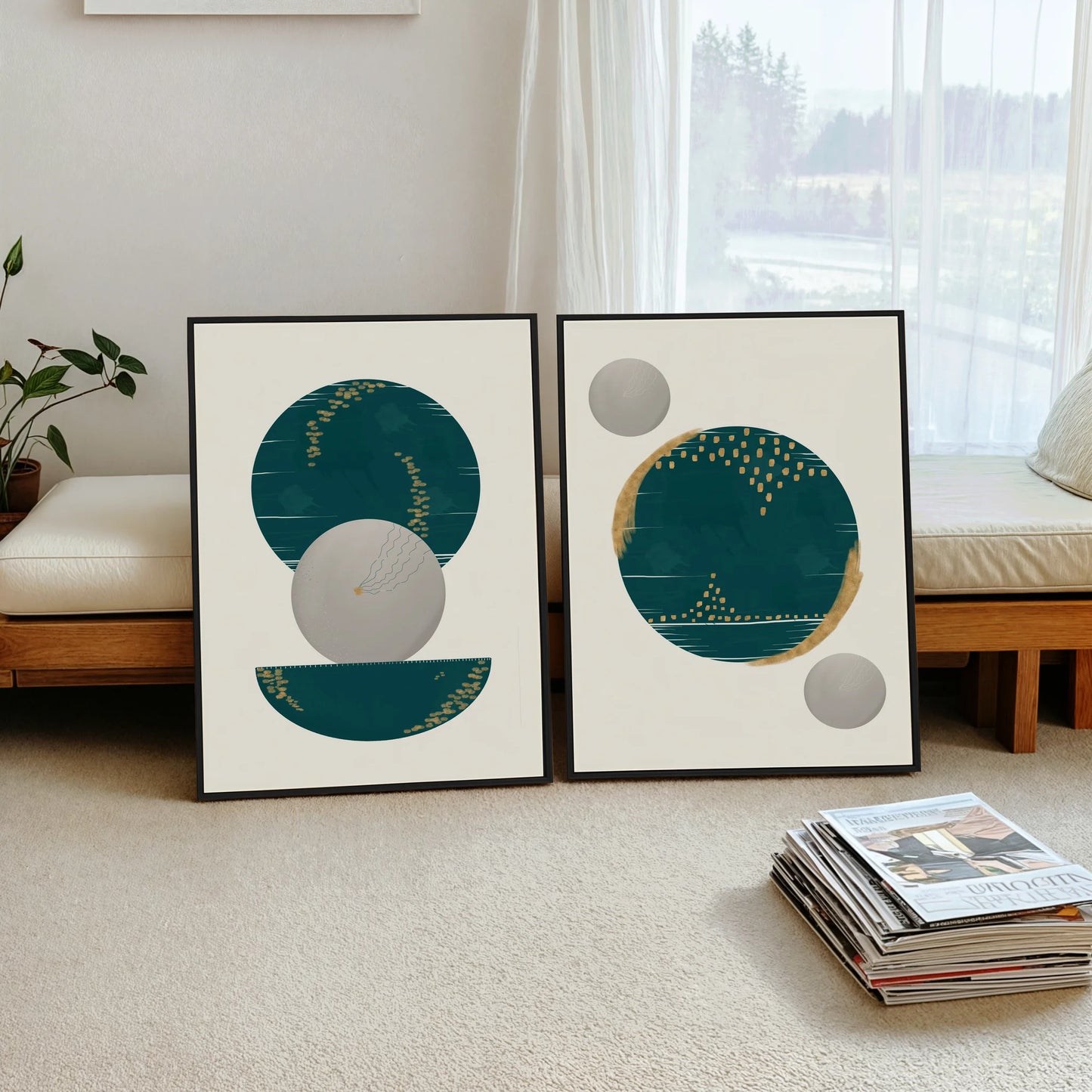 2 Frame-Abstract-wall-art-dark-green-11049456